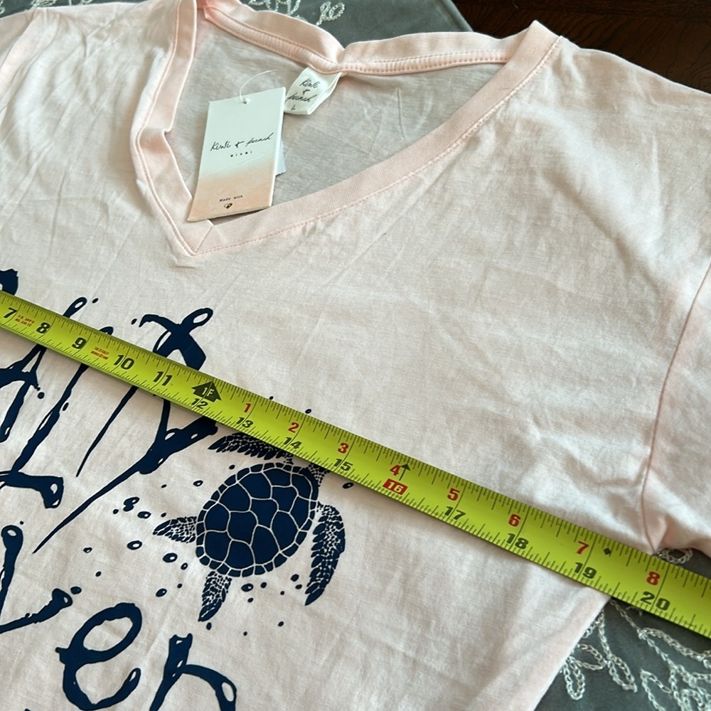 NWT KIWI & PUNCH SHORT SLEEVE T-SHIRT V-NECK LIGHT PINK  TEE SIZE LARGE - Picture 8 of 8